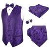 Alizeal Set Gilet da Completo Classico da Uomo 5 Pezzi Paisley Jacquard, L