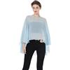 BEAUTELICATE Stola Coprispalle Elegante Chiffon Donna Scialle Mantellina Poncho Chiffon Estiva per Cerimonia Sposa Damigella Matrimonio Festa (Blu Ghiaccio)