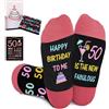 Amosking Regalo per il 50° compleanno per le donne, calzini novità per le donne che compiono i 50 anni, biglietto di compleanno pop-up 3D, poster di 50 anni, regali per donna di 50 anni, Multicolore