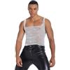 OhMill Canotta a Rete con Strass da Uomo Gilet Trasparente Pieno di Strass T-Shirt Sexy Slim Senza Maniche Uomini per Festa Notte Club Mardi Grasso Top