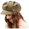 NiceYnn Cappello da donna oversize morbido plissettato ottagonale con visiera cappellini newsboy pittore artista cappelli francesi vintage signore panettiere cappello con tesa grande panno di cotone