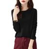 Chanyarn Donna 100% Lana Merino Maglie Termiche Maglietta Girocollo Manica Lunga Viaggio Escursionismo T-Shirt Termiche Base Layer (Black,M)
