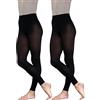 Silky Dance 2 paia di collant senza piedi per danza classica, 60 denari, confezione multipla per ragazze, bambini, bambini piccoli, adulti e donne, in nero, beige, beige chiaro e rosa, Nero , 3-5 Years
