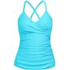 Ocean Blues Tankini da donna con controllo della pancia, push-up, scollo a V, solo top, blu cielo, 3XL