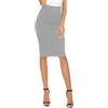 EXCHIC Donna Elegante Business Solido Elastico a Vita Alta Bodycon Midi Matita Gonna(L, Grigio Chiaro)