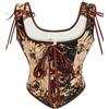 KUOSE Corsetto intero vintage rinascimentale con spalline, Marrone-1., XL