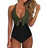 DOULAFASS Costume da bagno da donna con scollo a V, sexy, costume da bagno intero, Smeraldo nero, S