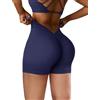 STARBILD Pantaloncini Donna Sportivi Scrunch Butt, Leggins Corti Vita Alta Push Up, Booty Shorts Hot Pants per Palestra Fitness Yoga, V Back Scrunch - Blu Navy S