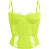 Dealmore Corsetto per donne, in pizzo, con spalline sottili, per uscire, appuntamenti, feste, Giallo, Small