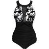 Viloree Costume da Bagno Intero da Donna con Controllo della Pancia Increspato Costumi da Bagno Collo Alto Albero di Cocco 4XL