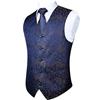 Enlision Gilet Uomo blu navy Elegante Nozze Paisley Panciotto Jacquard Gilet da Abito Cravatta e Fazzoletto Set per Festa Sposa XL