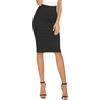 EXCHIC Donna Elegante Business Solido Elastico a Vita Alta Bodycon Midi Matita Gonna(S, Nero)