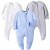 Caryllo Tutina per bambini con cerniera a 2 vie, tutina con cerniera e polsino a guanto per bambine da 0 a 12 mesi, comodo pigiama coperto per neonati per dormire e giocare, Bianco-blu-grigio, 3 mesi