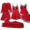 EMUKFD - Biancheria da notte per donna, set pigiama 3 pezzi e 5 pezzi, biancheria da notte da donna, pigiami da notte in seta e raso per donna, motivo floreale, con pizzo, camicia sexy, vestito corto