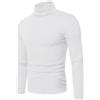 QIXING - Maglietta termica da uomo a maniche lunghe, con collo arrotolabile, in cotone, strato base, intimo termico, bianco, L