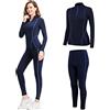 TBoonor Intimo Termico Donna Imbottito con Collo Alto, Tuta da Sci Set Pantaloni e Maglia Termica Asciugatura Rapida Maglie Termico Donna per Sci Corsa Palestra Blu-L