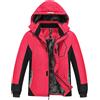 MoFiz Giacca da Sci Bambini Invernale Cappotto in Pile Caldo da Neve Impermeabile Antivento Giacche Ragazzi con Cappuccio Rimovibile Rosso/Grigio scuro M(10-12 anni)