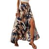 EIRUKON Gonna Lunga Donna Estiva Elegante Vita Alta Gonne con Spacco Bohemien A Linea Elastico Gonne Lunghe Casual Swing Spiaggia Vacanze Maxi Skirt,Marrone,XXL