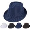Initlove Cappello Fedora da uomo a tesa corta Trilby Hat, Stripe Navy, Taglia unica