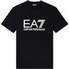 EA7 Uomo T-Shirt Slim con Logo Grafico, Black/Gold, XL
