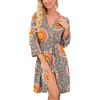 PrinStory Accappatoio da donna lungo/corto, lavorato a maglia, morbido, vestaglia casual da donna, Blu pavone, L