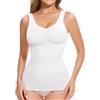 Lynclare Canotte modellante con reggiseno integrato, da donna, scollo a V, modellante, controllo della pancia, bianco, Medium