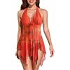 CIZEUR Donna Costume da Bagno Tankini Push up 2 Pezzi Stampa Floreale con Slip a Vita Alta Beachwear
