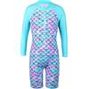 HUAANIUE Ragazze UPF 50+ UV Costumi da Bagno Rosa Cerniera Costumi a Due Pezzi Bambini Abbigliamento da Spiaggia Surf Maniche Lunghe Nuoto Costume 2-12 Anni