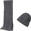 Embouro 2PCS Set di Sciarpe Beanie in Maglia di Lana Merino per Uomo e Donna, Sciarpe Lunghe Invernali Morbide e Calde con Cappello Beanie di Lana (carbone)