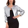 Toocool Giacca Donna Corta Ecopelle Bolero Senza Chiusura Arricciato VB-10381 [XXL,Argento]