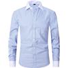 ATOFY Camicia da Uomo con Polsino Francese Slim Fit Formale con Bottoni a Maniche Lunghe da Uomo, Strisce-Azzurro, L