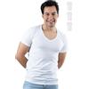 SKIPPER Confezione da 3 T-Shirt Uomo Stretch Scollo a V Profondo - Magliette Intime Slim Fit in Cotone Elasticizzato, Invisibili sotto la Camicia, Bianco Nero Beige e Mix, S-3XL