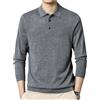 Hgvcfcv Maglione Pullover Polo da Uomo Autunnale a Maniche Lunghe in Misto Lana con Risvolto, Maglione Casual di Base, Grigio ardesia, XXL