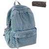 Owsber - Zaino in denim da donna e uomo per tutti i giorni, lavoro, leggero, grande borsa in tinta unita, per uscire, regali di Natale, Blu chiaro, Rozmiar uniwersalny