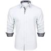 HISDERN Camicia Elegante con Colletto Bianco per Uomo Button Down Manica Lunga Party Casual Formale Business Classic Camicie Colletto Regular Fit