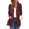 GRECERELLE Cardigan Donna Lungo Golfino Manica Lunga Elegante Comodo Apertura Frontale Bottoni Tasche Maglione Leggero Scollo a V