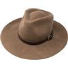 Borges & Scott Premium Lewis- Cappallo a Tesa Grande Fedora-100% Lana Feltro- Resistente all'Acqua- Fascia di Cuoio - Marrone Chiaro 62cm