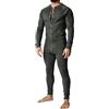 Muscle Alive Uomo Tuta Intera da Manica Lunga Men in Tutina Henley in Cotone Elasticizzato Super Confortevole Grigio Scuro S