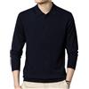 Hgvcfcv Maglione Polo Pullover da uomo autunnale a maniche lunghe in misto lana con risvolto, maglione casual di base, blu navy, 3XL