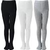 Marchare Collant per ragazze calze calde uniformi scolastiche in cotone solido leggings per bambini, Tinta unita nero/bianco/grigio chiaro, confezione da 3, 2-4 anni