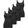 ALPIDEX Canotta Donna Set da 4 Top Basic Unito Cotone Stretch Canotta Intima Senza Maniche, Taglia:M, Colore:Nero