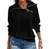 Cuptacc Felpa Donna Autunno Elegante Mezza Zip Top Maniche Lunghe Donna Scollo a V Tinta Unita Basic Maglia Nero, XX-Large XXL 50