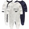 Kiddiezoom - Tutine per bambini e bambine, confezione da 3, Stripe / Bow Tie, 3-6 mesi