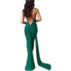 JUMISEE Abito lungo da donna, sexy, monospalla con schiena scoperta, elegante, increspato, senza maniche, abito da sera, abito da cocktail, Verde, S