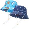 MASOCIO Cappello Neonato Bambino con Copricollo Cappellino Pescatore Bimbo Sole Mare Anti UV Estivo Spiaggia 3 4 5 Cappello 2 Pezzi età 2-6 Anni Multicolore 1