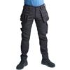 Bitco BTC16B Pantaloni da Lavoro Stretch Full Black, Cordura® Rinforzato Cotone Idrorepellente e oleorepellente Poliestere Elastan Tasche Flessibili per Cellulare, Nero, 48