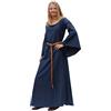 Battle-Merchant - Abito Medievale Burglinde con Maniche a Tromba Lunghe in Cotone - Larp Vichingo - Blu - L