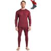 Merino.tech Intimo Termico Uomo Lana Merinos - Completo Termico Uomo Maglia e Pantaloni con Calzini Leggero, Medio, Pesante (Large, Lite 165 Burgundy)