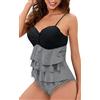 NLAND Costume Intero Donna Controllo della Pancia Push Up Regolabile Costumi Interi Vita Alta Volant Halter Monokini da Spiaggia(Banda,M)