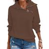 Cuptacc Felpa Donna Invernale High Neck Tinta Unita Camicia Donna Maniche Lunghe Mezza Zip Casual Classico Sweatshirt Marrone, Small S 34-36
